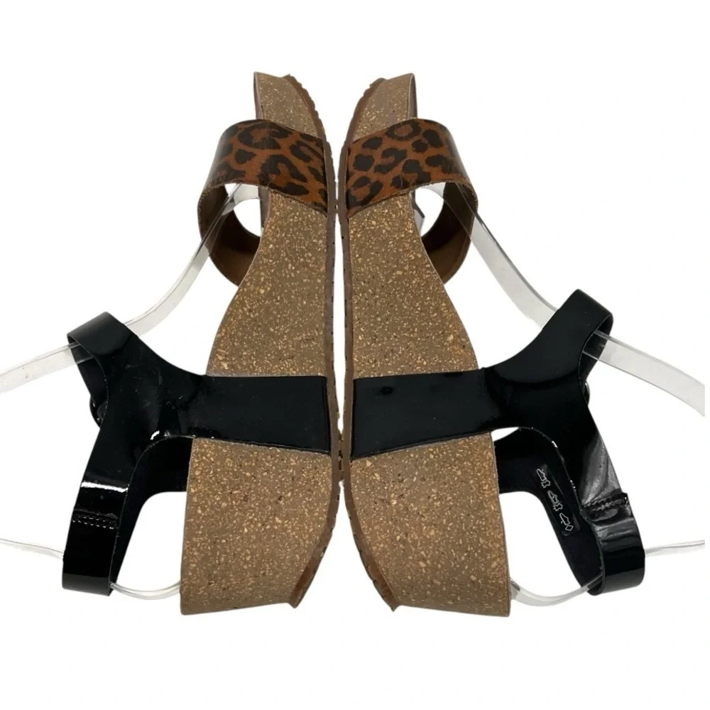 Mephisto Bayton Animal Print 2 Tone Comfort Wedge Leather Sandals Women’s 39 - Picture 9 of 13